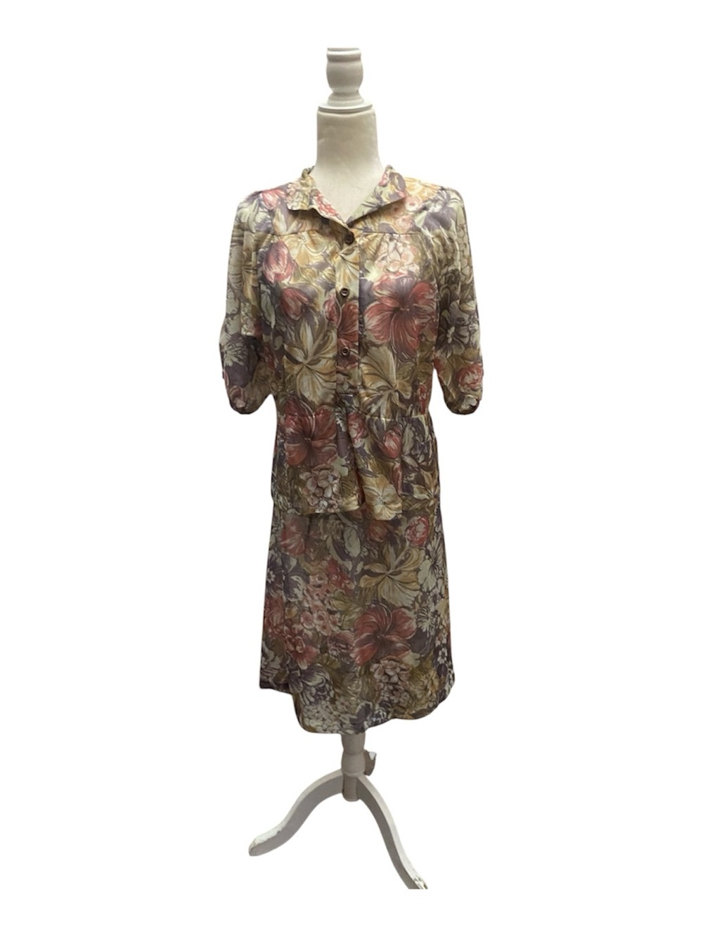 Vintage Womens 2 Piece 1970s Top And Skirt Secretary